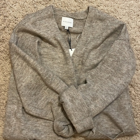 NWT Pink Rose longline cardigan in Stone (oatmeal tan color), size Large - Picture 9 of 11